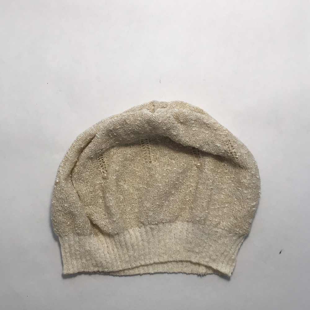 NWOT Glittery Cream Color Beanie